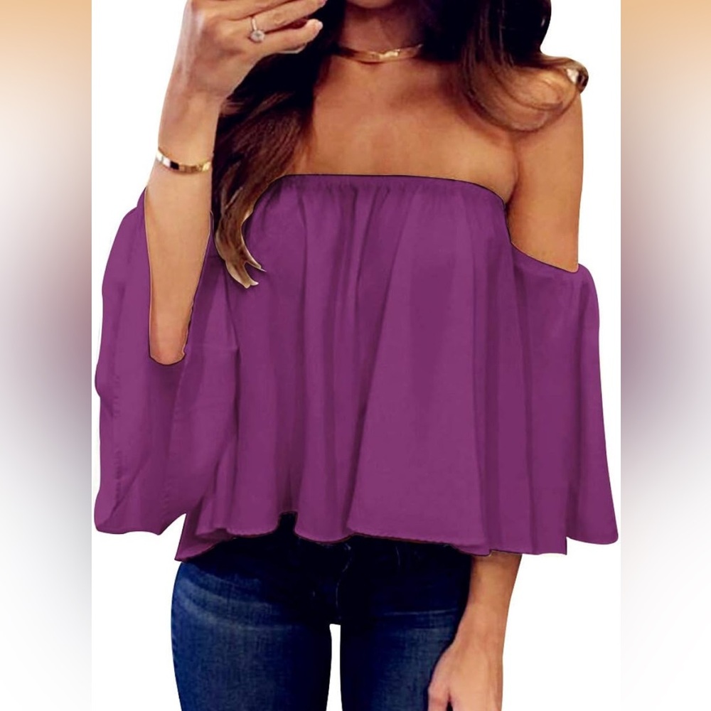 Women's Off-Shoulder Purple Top